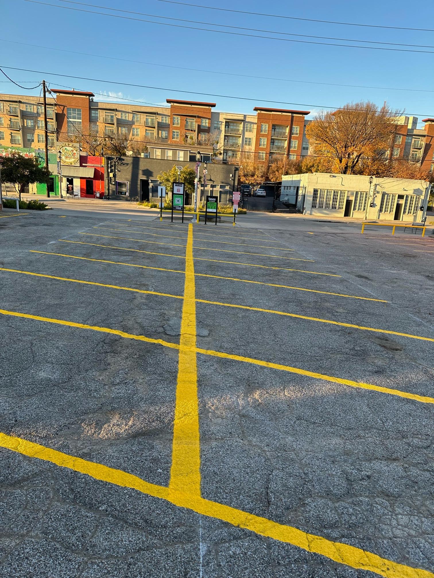 completed parking lot striping by tiger stripes