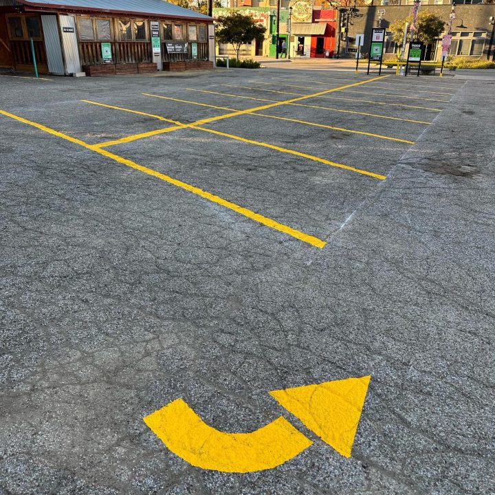 completed parking lot striping by tiger stripes